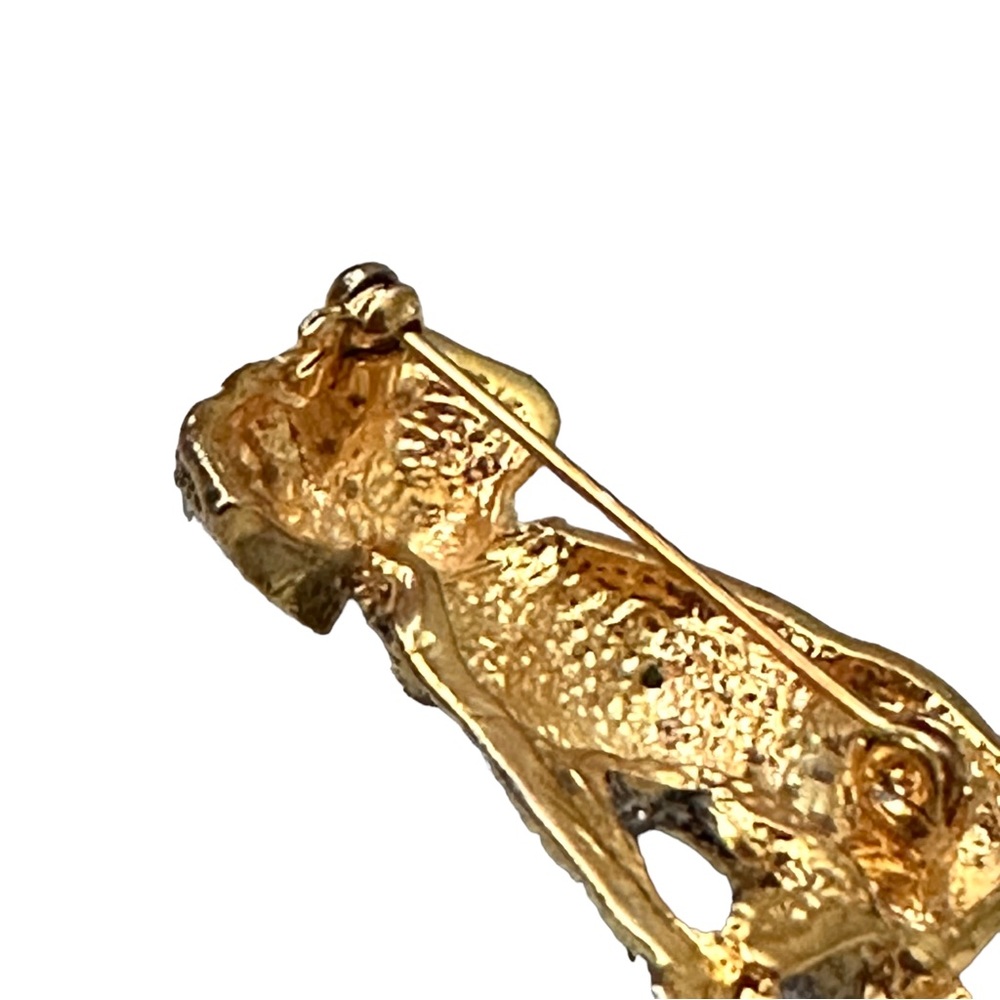 Vintage Crystal Dog Pin Brooch Gold Tone - Picture 6 of 10